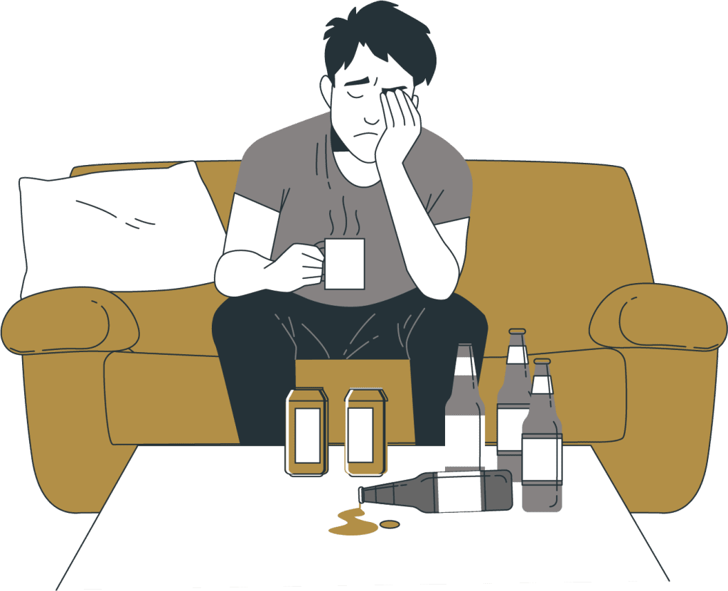 alcoholic man illustration